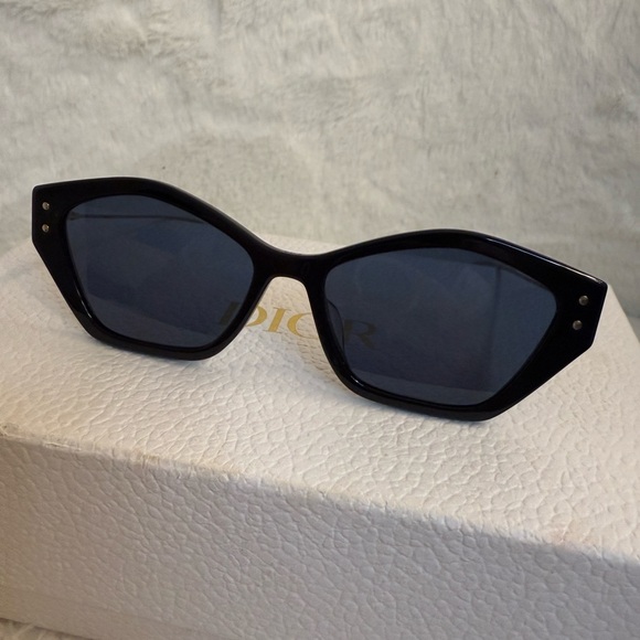 Dior Black Cat-eye Sunglasses with gold studs Box and Dior pouch included main image 5